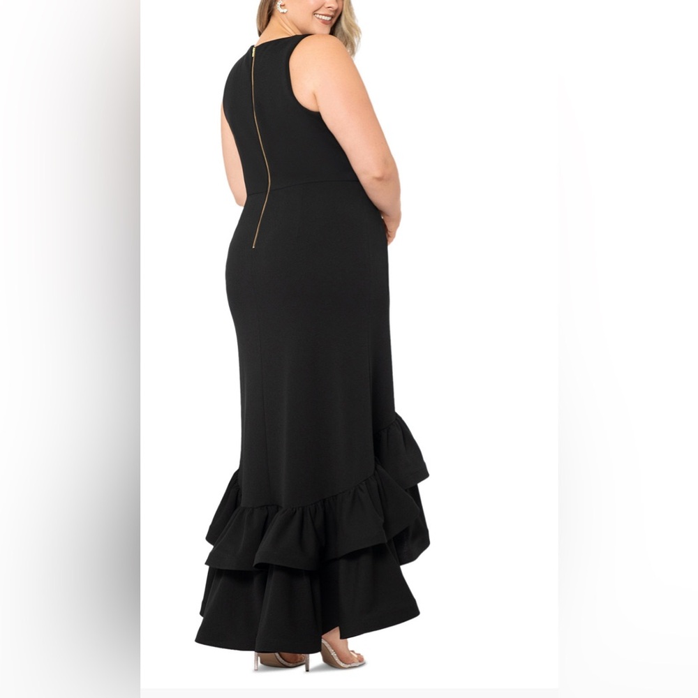 Betsy& Adam Plus Size Asymmetric Ruffle Gown - image 2